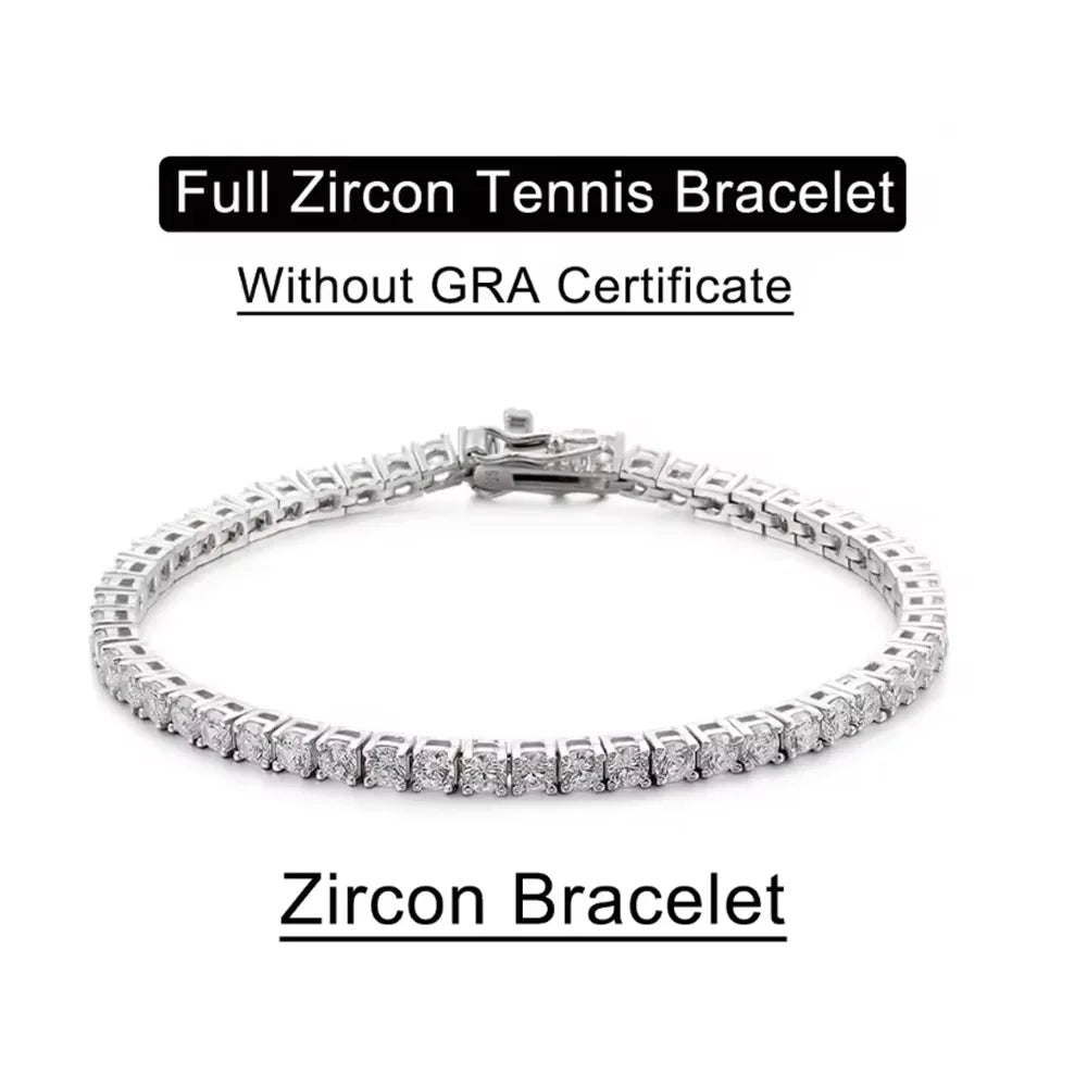 Serenity 3mm 4mm 5mm Moissanite Tennis Bracelet For Women Man Gift S925 Sterling Silver Plated 18K Moissanite Hand Chain Jewelry - Madeinsea©
