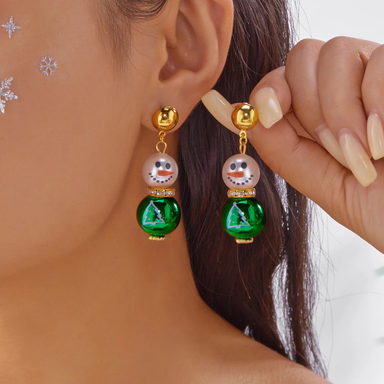 Fashion Christmas Snowman Snowflake Earrings for Women Shiny Crystal Zircon Santa Claus Dangle Earring Girls Party Jewelry Gifts
