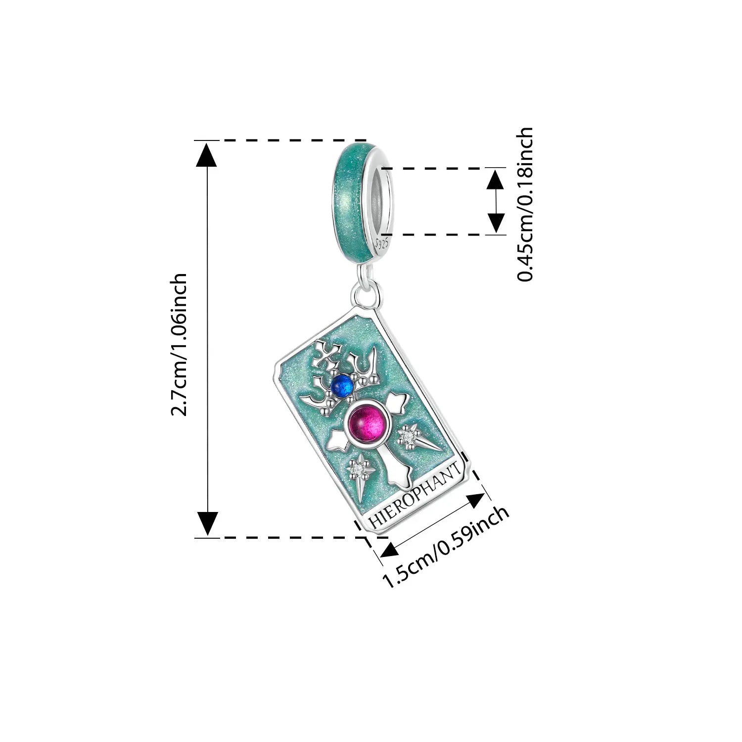 Bamoer 925 Sterling Silver Magical Tarot Card Pendant Purple Rectangle Beads for Women Teens  Bracelet & Bangle DIY Special Gift