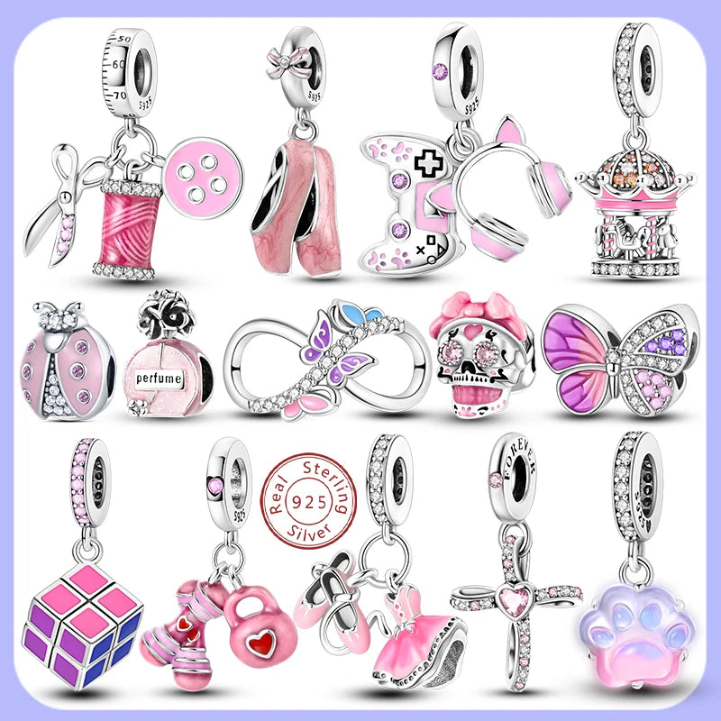 2024 heiße Verkäufe 925 Sterling Silber Rosa Charme Perlen Pendent Für Original Armbänder Charme Baumeln Frauen Gril Schmuck Geschenke