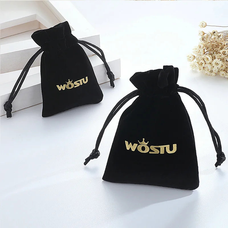 WOSTU 925 Sterling Silver Black Zircon Hollow Cross Charms Pendant Moon Swan Bead Fit Women Bracelet Necklace DIY Jewelry Making