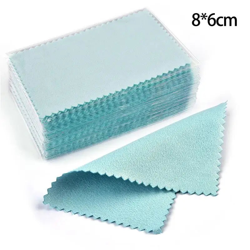 10*6.5cm/8*8cm 50pcs Silver Clean Polishing Cloth Soft Clean Wipe Wiping Cloth For Necklaces Rings Jewelry Clean Tool