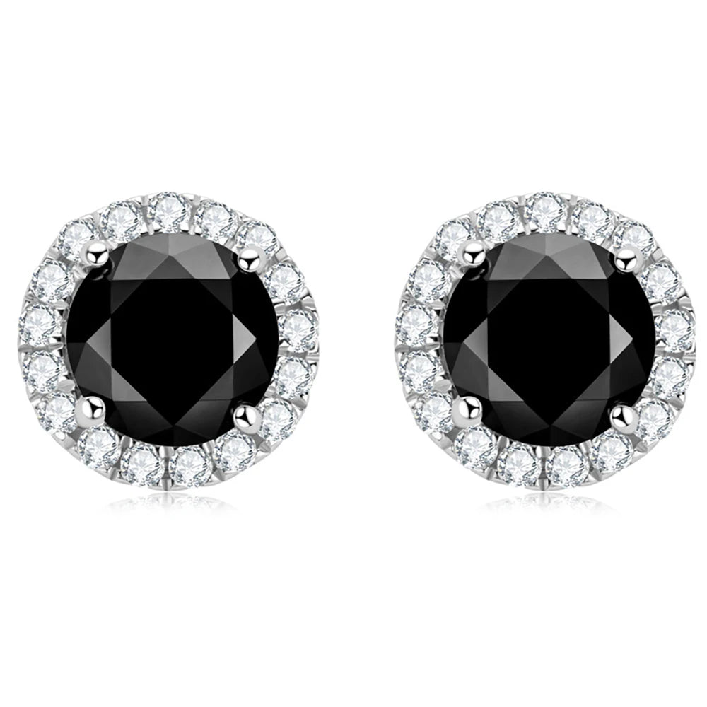 Serenity 1.6ct Black Moissanite Earrings For Women Gift 100% S925 Sterling Silver Plated 18K Round Bag Stud Earring Fine Jewelry - Madeinsea©