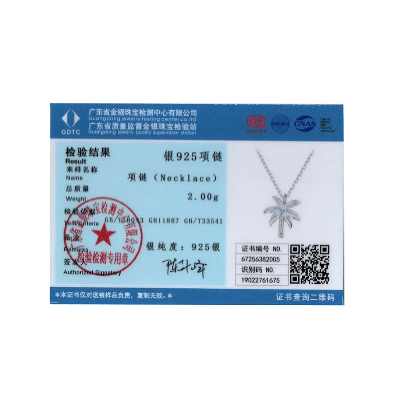 Collier BISAER en argent sterling 925, plaqué or blanc, avec pendentif cocotier et opale. Bijou de mariage raffiné pour femme (ECN537).