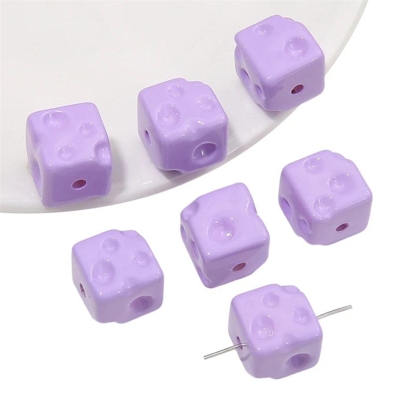 5pcs Cube Cheese Bead Acrylic Spacer Loose Beads For Jewelry Making diy Decorations Bracelet Phone Chain Keychain Accessories