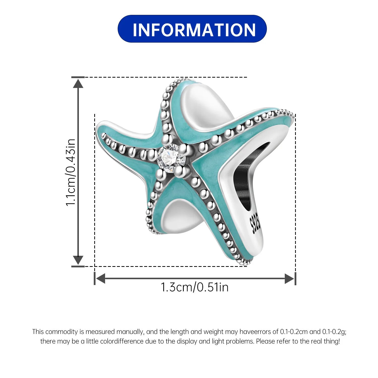 PANPOKI 925 Sterling Silver Sea Star Marine Organisms Beads Original Pendants Bracelet Charm Jewelry Party DIY Trendy Gifts
