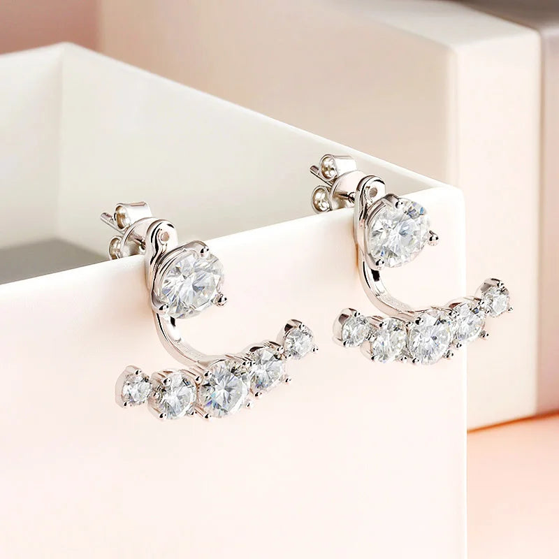 Smyoue 4.6CTTW Full Moissanite Stud Earrings for Women Sparkly Simulated Diamond S925 Sterling Silver Ear Jewelry Christmas Gift - Madeinsea©