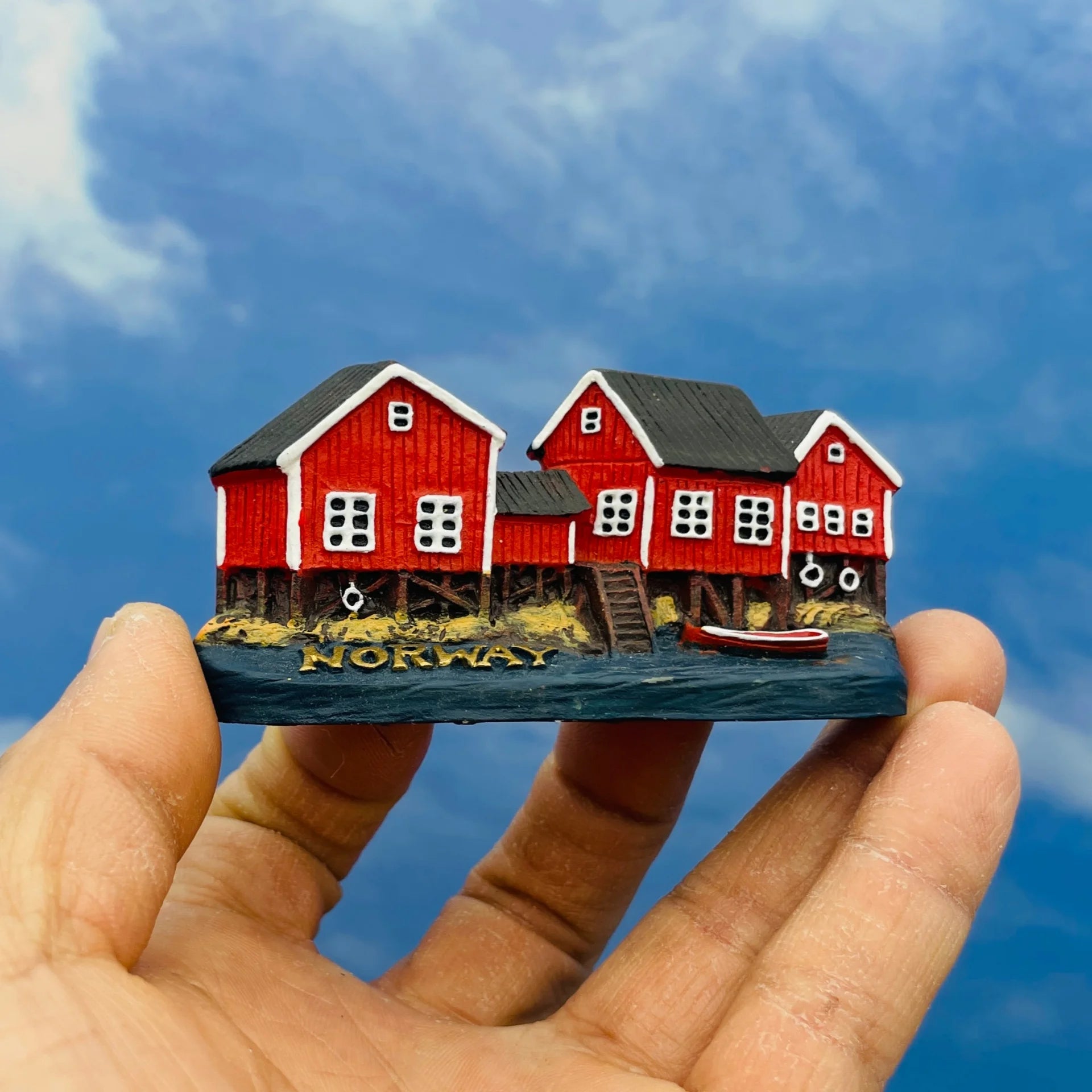 Norway Lofoten Fisherman Cabin 3D Resin Fridge Magnet, Travel Souvenir, Home Kitchen Decor, Collection Magnet Gift