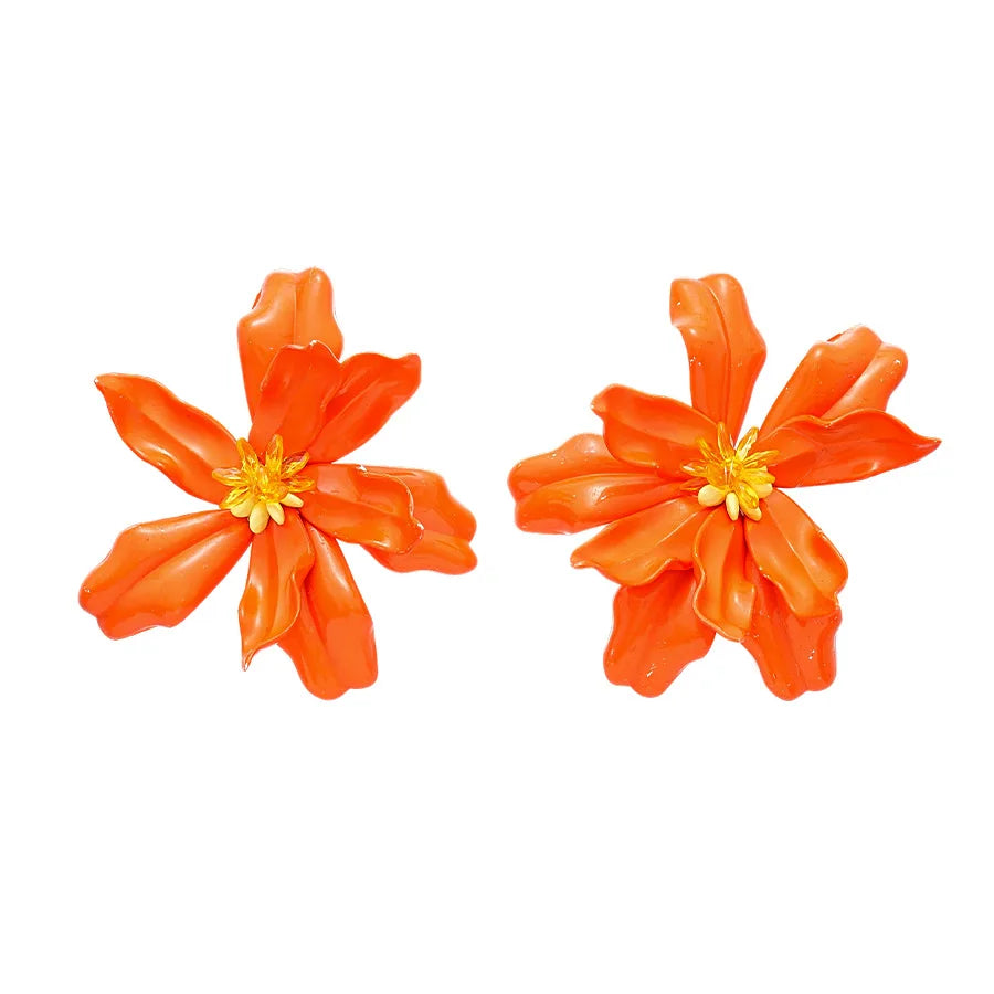 2025 New Vacation Acrylic Glass Flower Petals Silver Needle Earrings