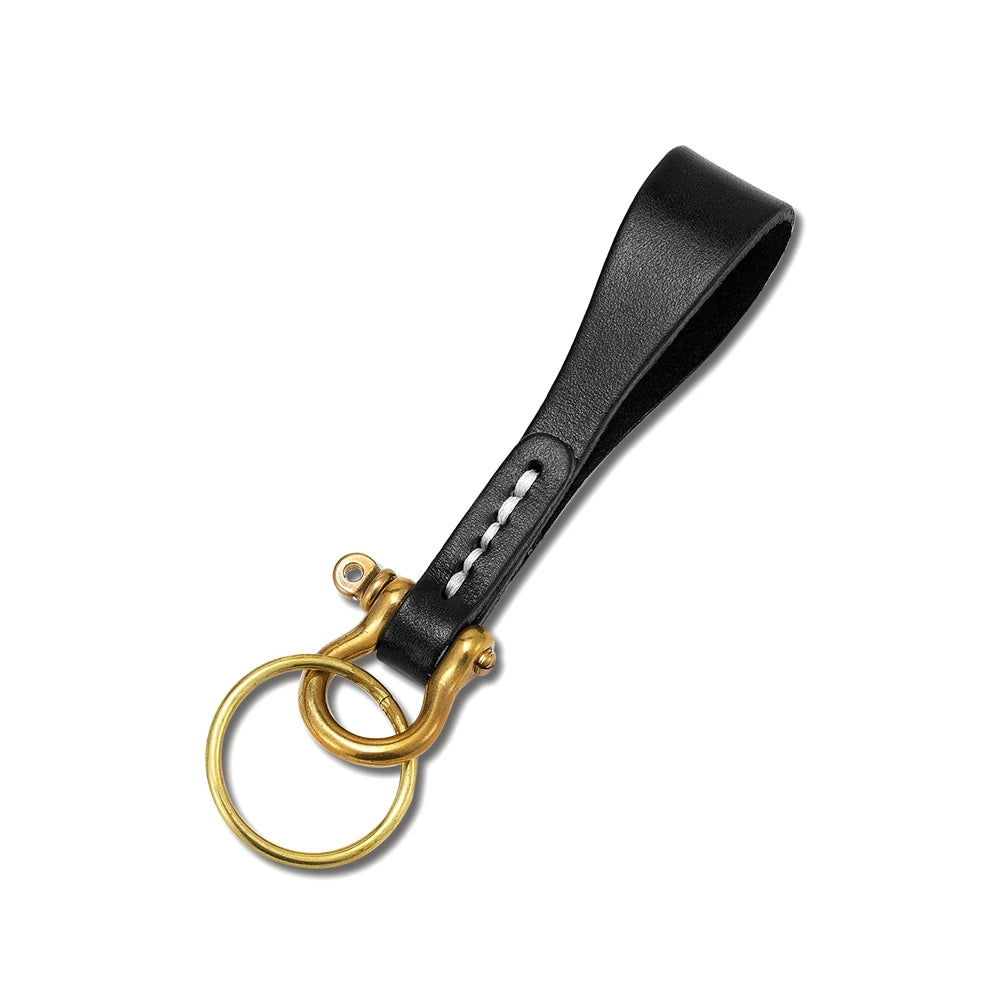 MKENDN Creative Handmade Vegetable Tanned Leather Tree Lambskin Brass Horseshoe Buckle Keychain High-end Car Keychain