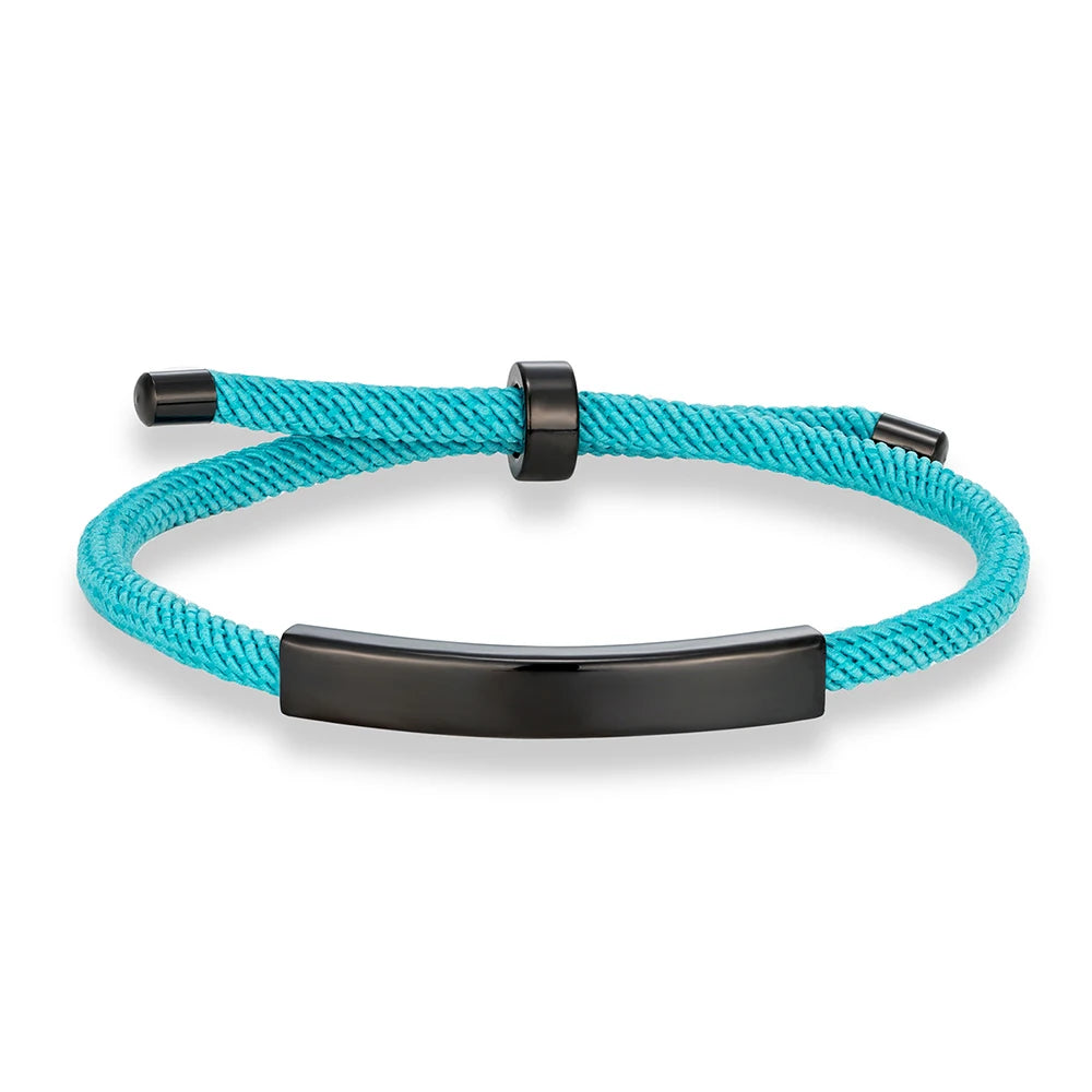 MKENDN Punk Custom Name Engrave Logo Id Bracelets Trendy Stainless Steal Rope Thread Bracelet Men Women Friendship Jewelry Gifts - Madeinsea©