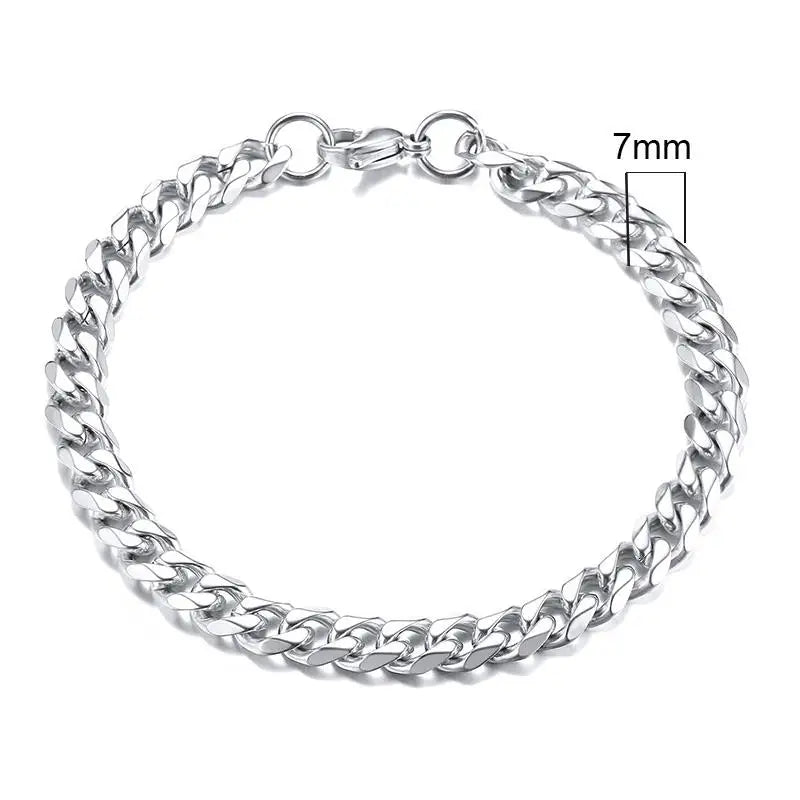 3/5/7/11mm Stainless Steel Figaro Chain Bracelet Bangle for Men Women Hiphop Trendy Wrist DIY Bracelet Jewelry
