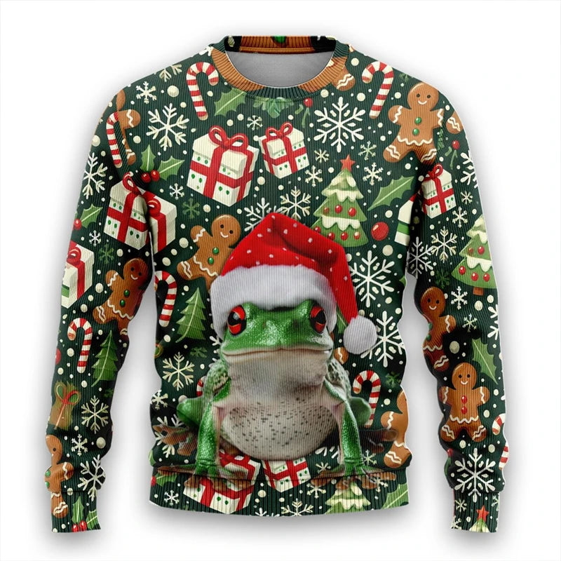 Christmas Theme Pet Corgi Raccoon 3D Printed Ugly Sweater Funny Goat Reindeer Unisex Sweatshirts Gingerbread Man Y2k Pullovers