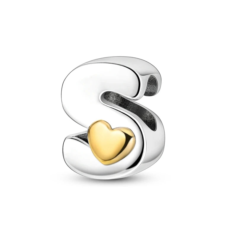 New 925 Sterling Silver Charm Beads 26 Letter Alphabet A-Z Charm Fit Original Charms Bracelet DIY Birthday Jewelry Gift Making