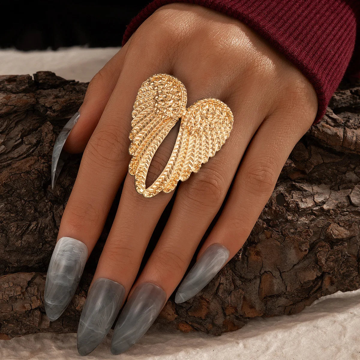 Retro Angel Wings Large Ring For Women Unisex Vintage Open Ring Punk Gothic Rock Hiphop Accessories Designer Jewelry Lovers Gift - Madeinsea©