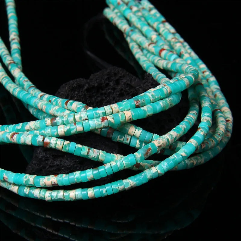 Green Natural Flat Disc Round Stone Bead 4x2mm Jade Aventurine Jasper Heishi Beads For Jewelry Making Bracelet Necklace Handmade