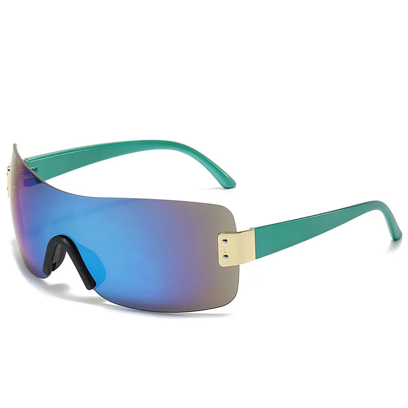Luxury Brand Design One-Piece Y2K Rimless Punk Sunglasses Goggle Women Men Luxury Brand Wrap Around Sun Glasses Eyewear Sports