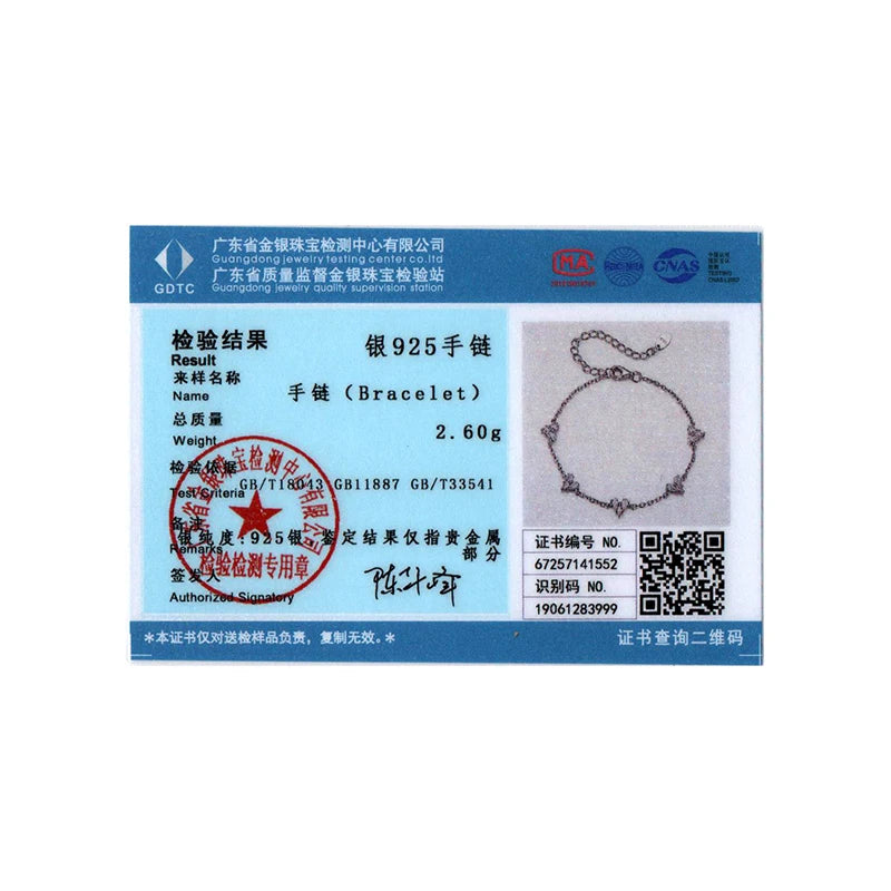 WOSTU 925 Sterling Silver Crystal Bracelet Blue Purple Heart Bangle  For Women Wedding Gift Fine Jewelry