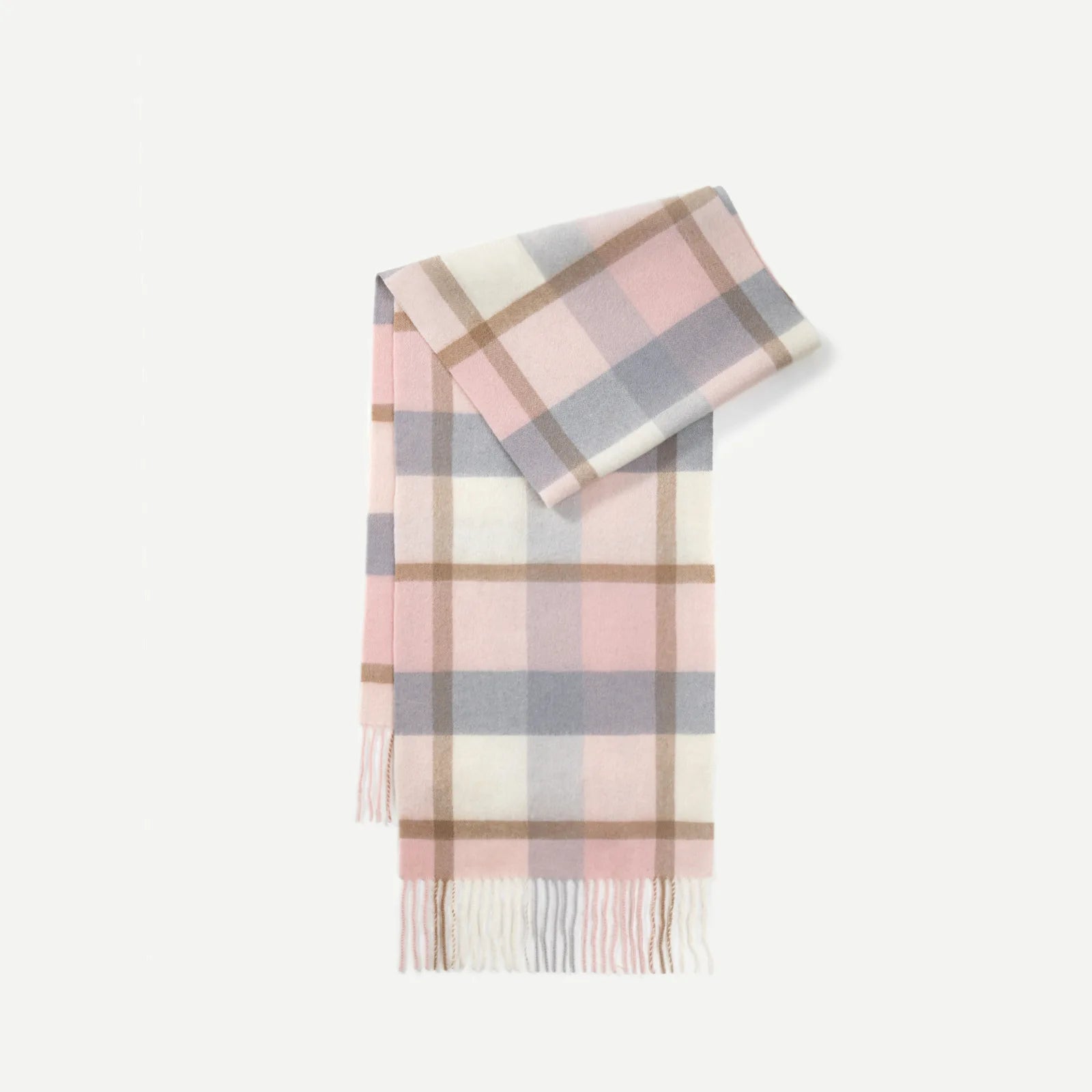 100% Wool Plaid Scarf for Women Winter Warm Tassel Shawl European Style High End Cozy Wrap【Colors】