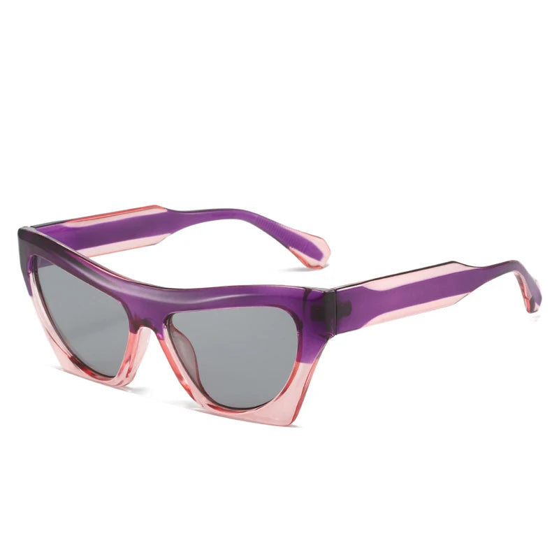 Fashion Double Color Cat Eye Sunglasses Luxury Brand Design Women Shades Thicken Frame Retro Punk Men Trending Sun Glasses UV400