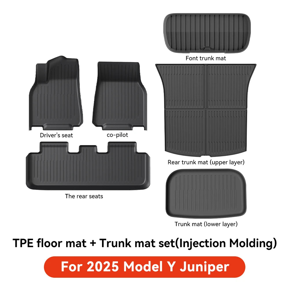 YZ For Tesla Floor Mat Model Y Juniper 2025 Car Trunk Mat Luggage Mat TPE waterproof Anti-Slip Set Floor Liner Mat - Madeinsea©