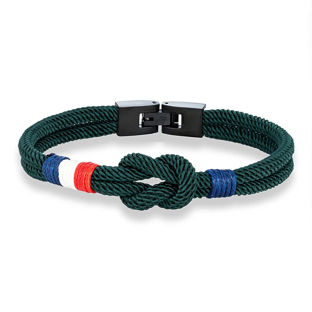 MKENDN Doublelayer France Proud Infinity Rope Bracelet Men Women Handmade Woven Design Luck and Protection Surfer Patriotic Gift