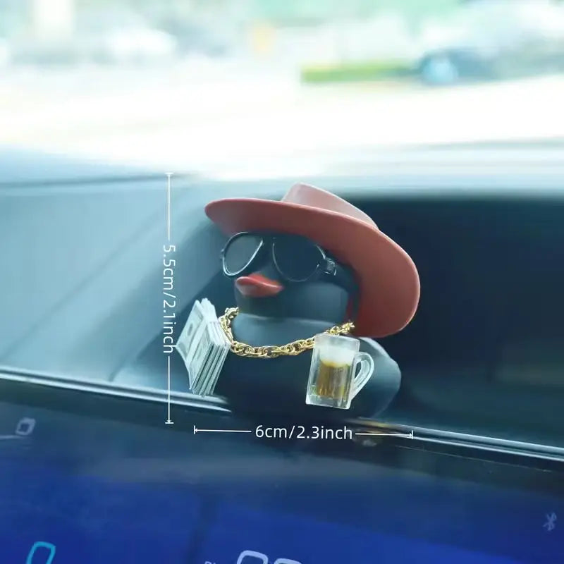 Canard porte-bonheur pour tableau de bord de Jeep - Décoration mignonne et amusante avec une bière à un dollar - Cadeau de Noël original pour la famille et les amis