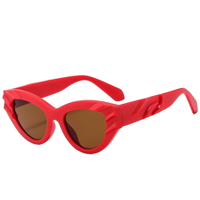 Fashion Cat Eye Y2K Punk Sunglasses Women Men Luxury Brand Design Thickening Frame Vintage Casual Versatile Style Eyewear UV400