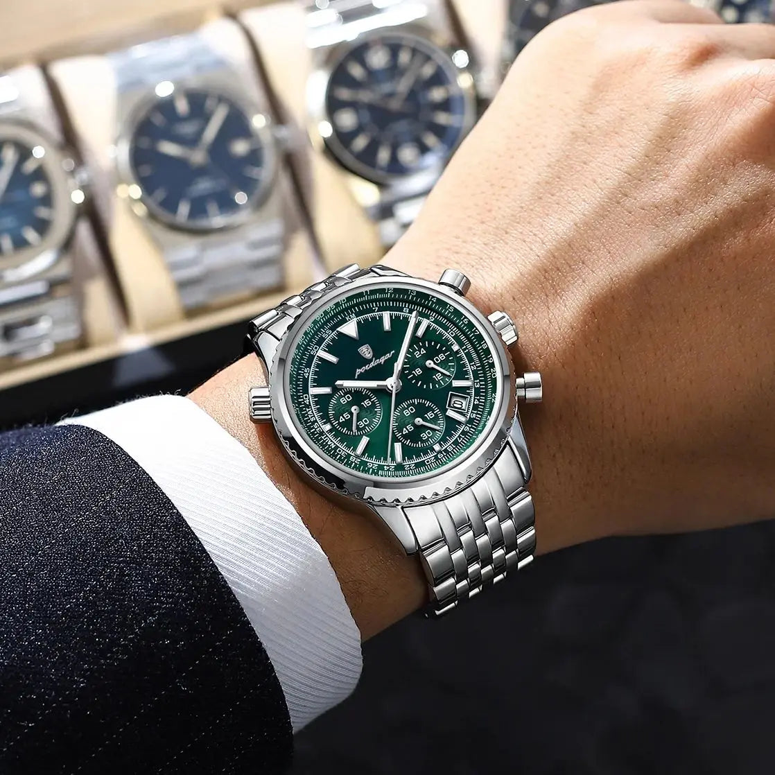 POEDAGAR Top Luxury Men Watches Luminous Date Waterproof Chronograph Quartz Man Watch Stainless Steel Sport Military Men's Watch - Madeinsea©