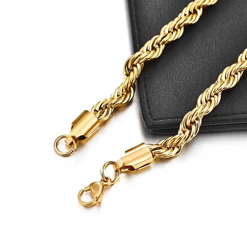 MKENDN Width 2/3/4/5/6MM Twisted Rope Chain Necklace Stainless Steel Never Fade Waterproof Choker Men Women Jewelry Chains Gift - Madeinsea©