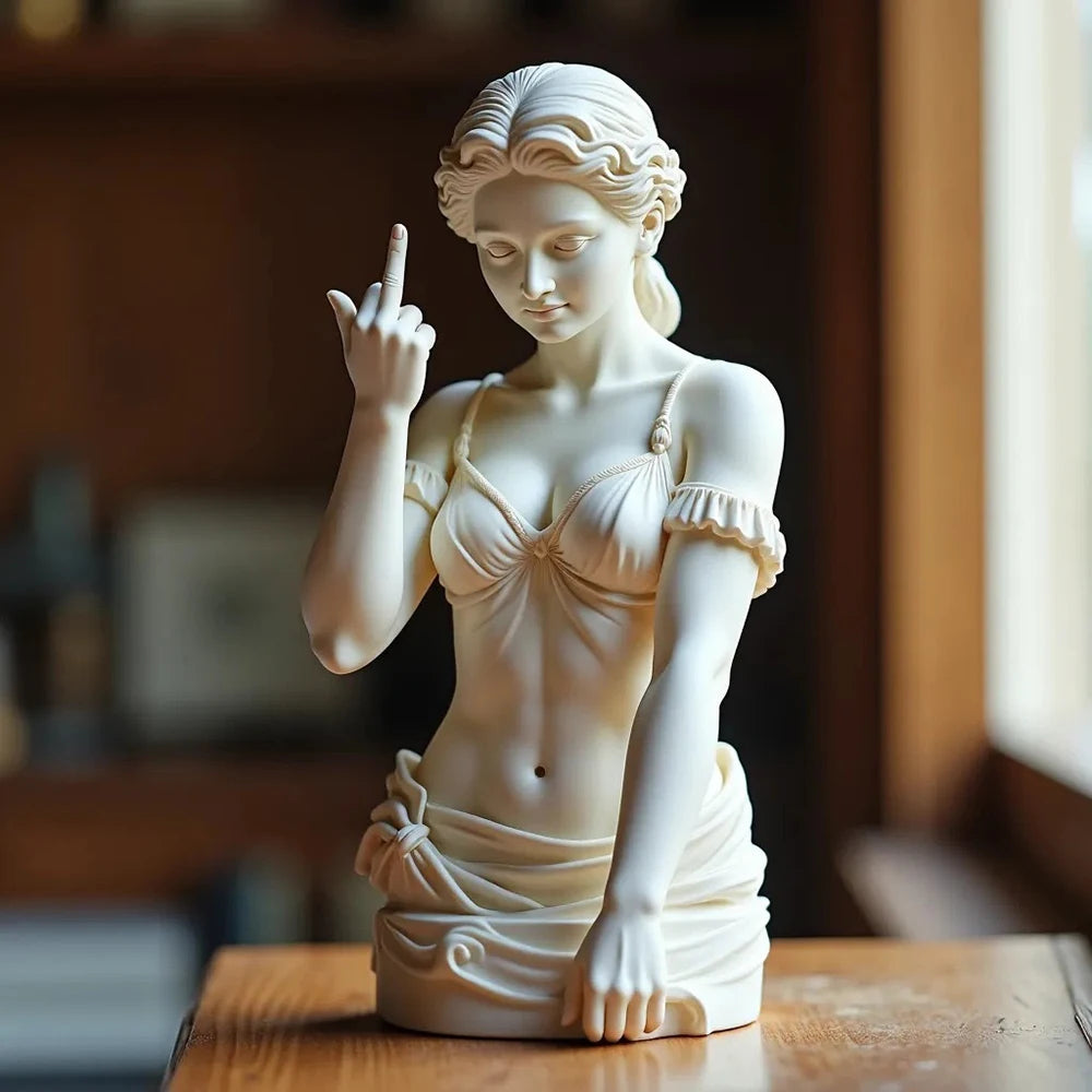 3D Venus Statue Vienna Goddess Vertical Middle Finger Ornament Parody Resin Office Home Cultural Decoration Gifts for Friends