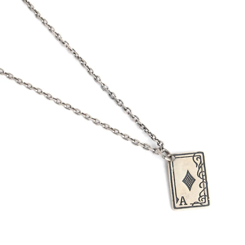 MKENDN Vintage 100% 925 Sterling Silver Rrectangle A Pendant Necklace For Men and Women Gothic Street Hip Hop Punk Dark Jewelry