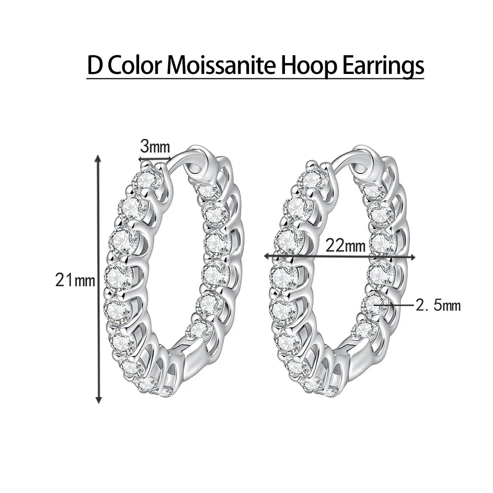 Serenity 2.5mm D Color Moissanite Earrings Women Wedding Bridal 100% S925 Sterling Silver Hoop Earrings Plated 18K Fine Jewelry - Madeinsea©
