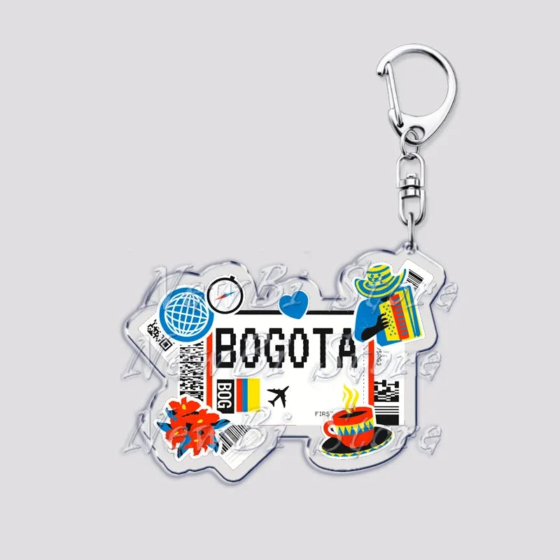 Hot Boarding Pass Keychains for Accessories Bag  NEW YORK TOKYO SEOUL PARIS LONDON Travel Souvenir Tickets Keyring Friends Gifts