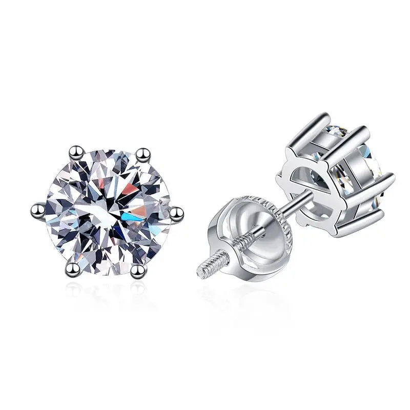Serenity  0.5ct 1ct 2ct D Color Moissanite Screw Earrings For Women S925 Sterling Silver Plated 18K Stud Earrings Fine Jewelry