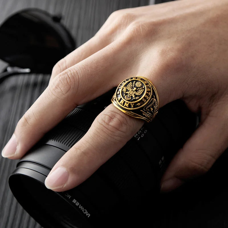 Gold Colored USA Military Ring