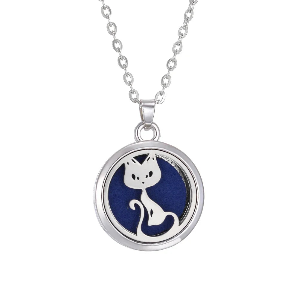 10pcs/lot Aromatherapy Stainless Steel Essential Oil Diffuser Necklace Open Magnetic Perfume Locket Pendant Necklaces for Women