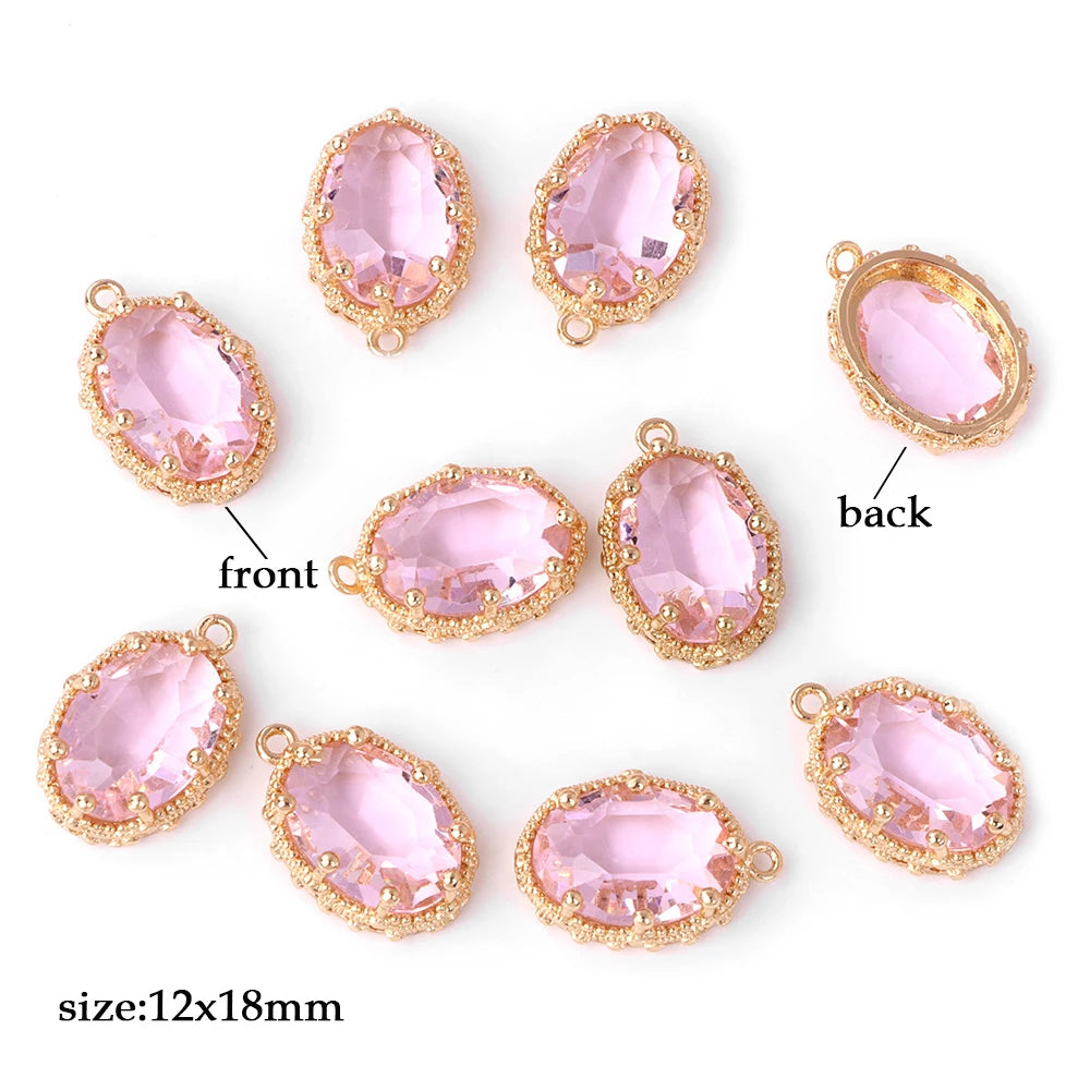 Fashoin Crystal Glass Pendant Oval Shape Rhinestone Charms For Vintage Women's Earrings Earrings Bracelet DIY Crafts Supply 5pcs