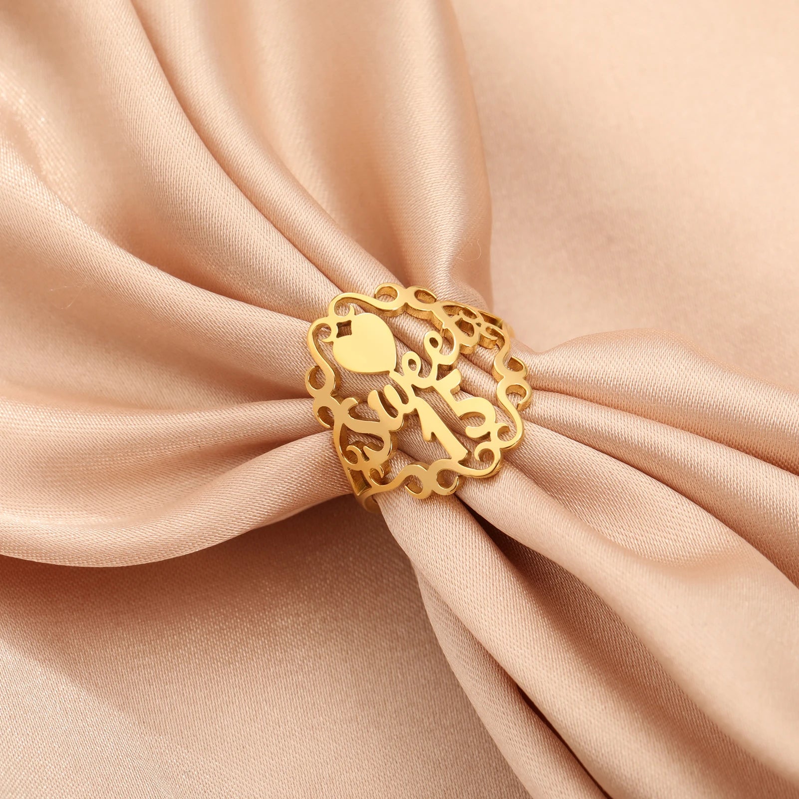 Dreamtimes SWEET Heart Numéro 15 Bagues Pour Femmes Hommes Lettres Creuses Main Doigt Bijoux Accessoires Cadeaux