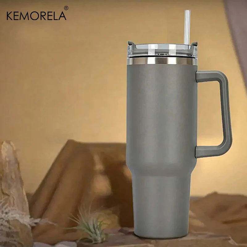 1200ML 304 Stainless Steel Insulated Water Bottle Hot Coffee Car Cup Hot And Cold Mug Thermos Bottle With Handle Straw Sports Av - Madeinsea©