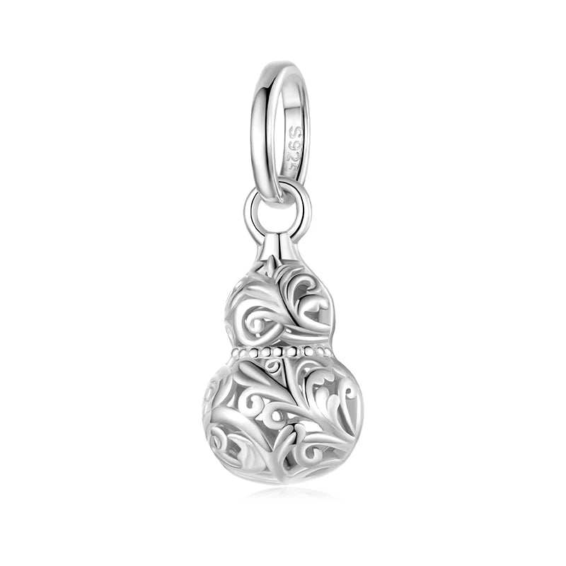 WOSTU 925 Sterling Silver Hollow Pattern Style Gourd Pendant For Women DIY Gift Original Charm beads Fit Bracelet Necklace