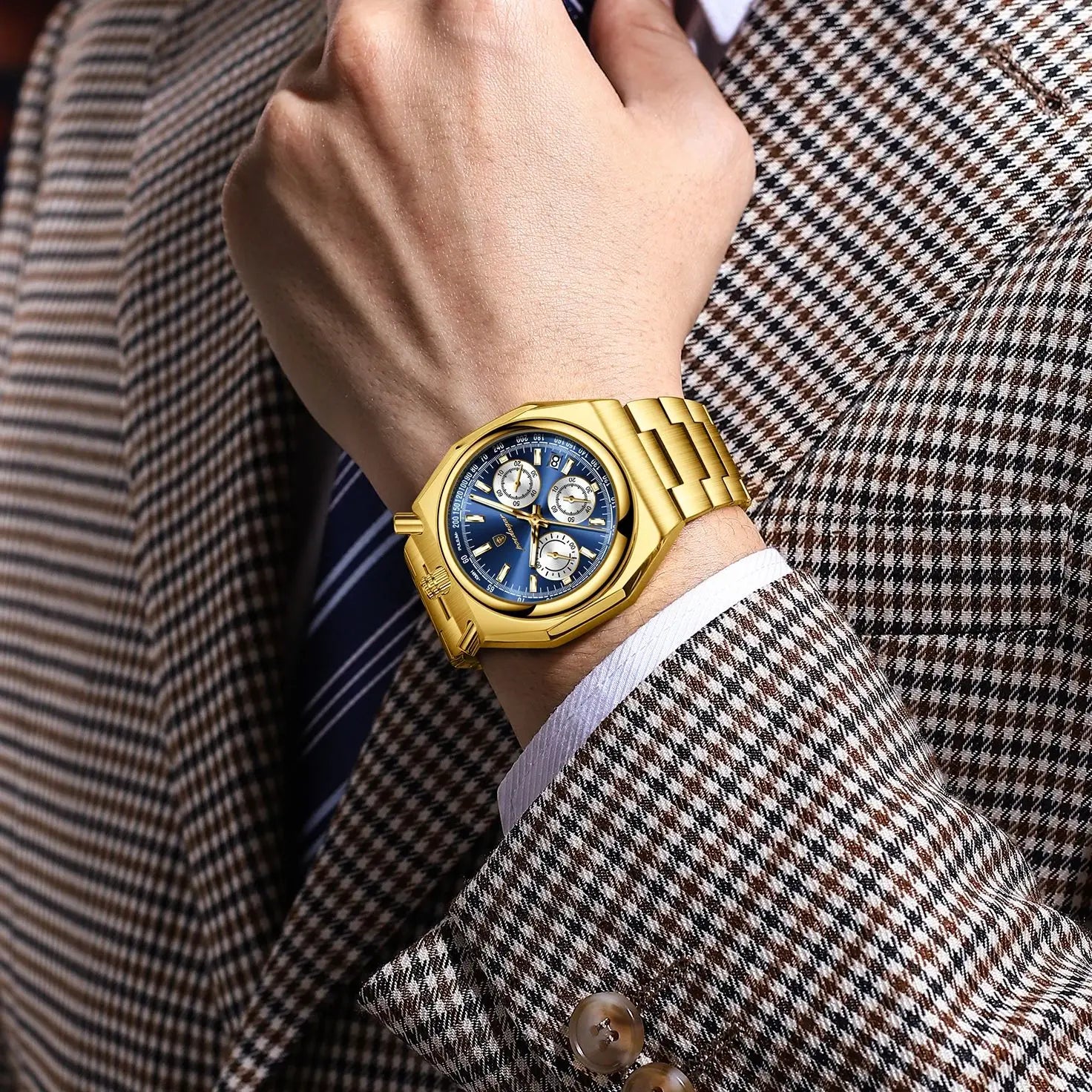 POEDAGAR Top Luxury Man Wristwatch Fashion Luminous Date Stainless Steel Men Watch Chronograph High Quality Men's Quartz Watches