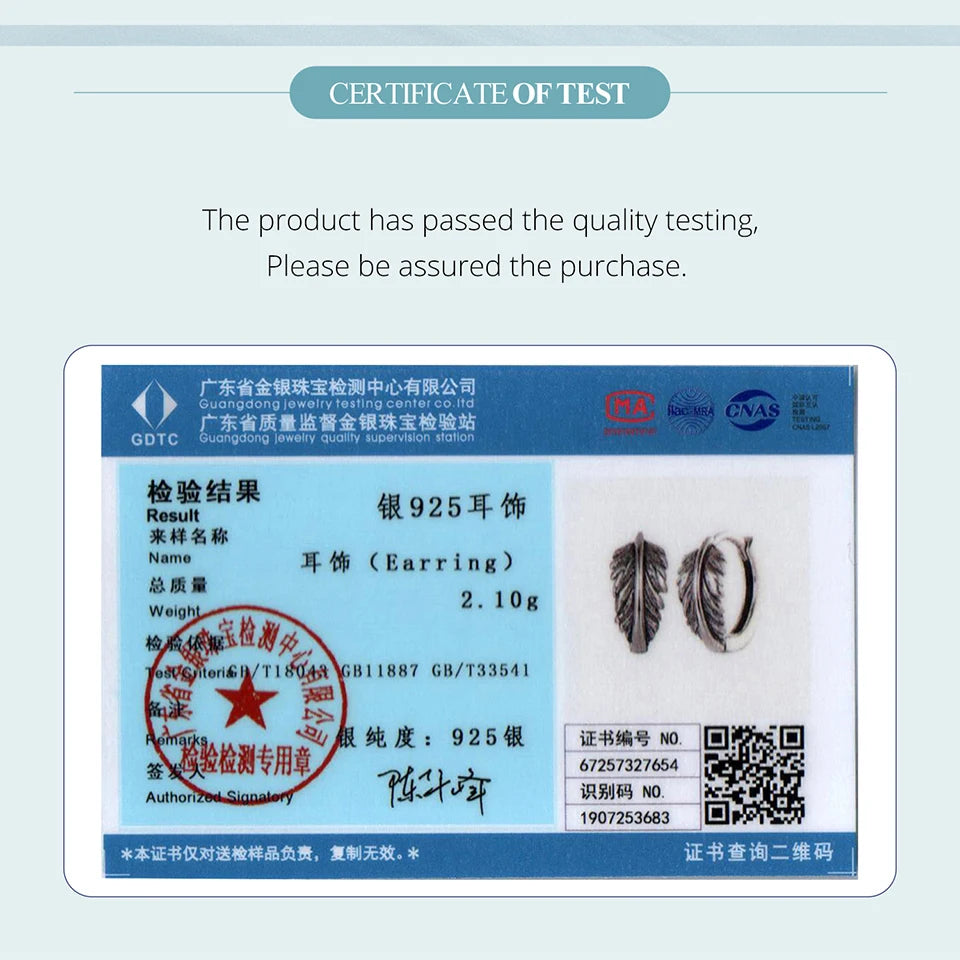 BISAER Real 925 Sterling Silver Retro Leaves Hoop Earrings Classic Hypoallergenic Earrings for Women & Girls Party Fine Jewelry