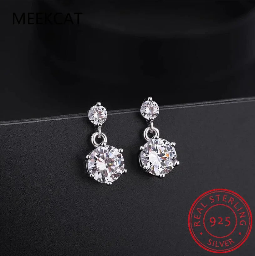 New VVS1 D Color Round Cut Eerrings for Women Test Passed Moissanite Diamond 925 Sterling Silver Earrings Fine Jewelry