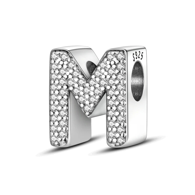 New 925 Sterling Silver Charm Beads 26 Letter Alphabet A-Z Charm Fit Original Charms Bracelet DIY Birthday Jewelry Gift Making