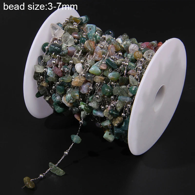 Natural Quartzs Stone Stainless Steel Chips Beads Chains For DIY Bohemia Jewelry Making Women Necklace Choker Bracelet Handmade - Madeinsea©