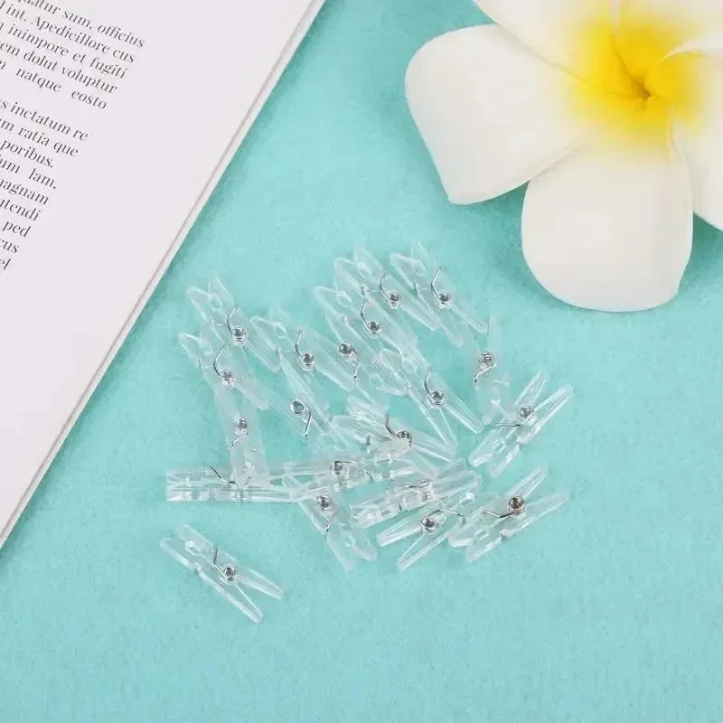 100-400PCS 25mm Clothes Photo Paper Peg Pin Clothespin Craft Clips Party Mini Spring Clear Transparent Clips Home Decoration
