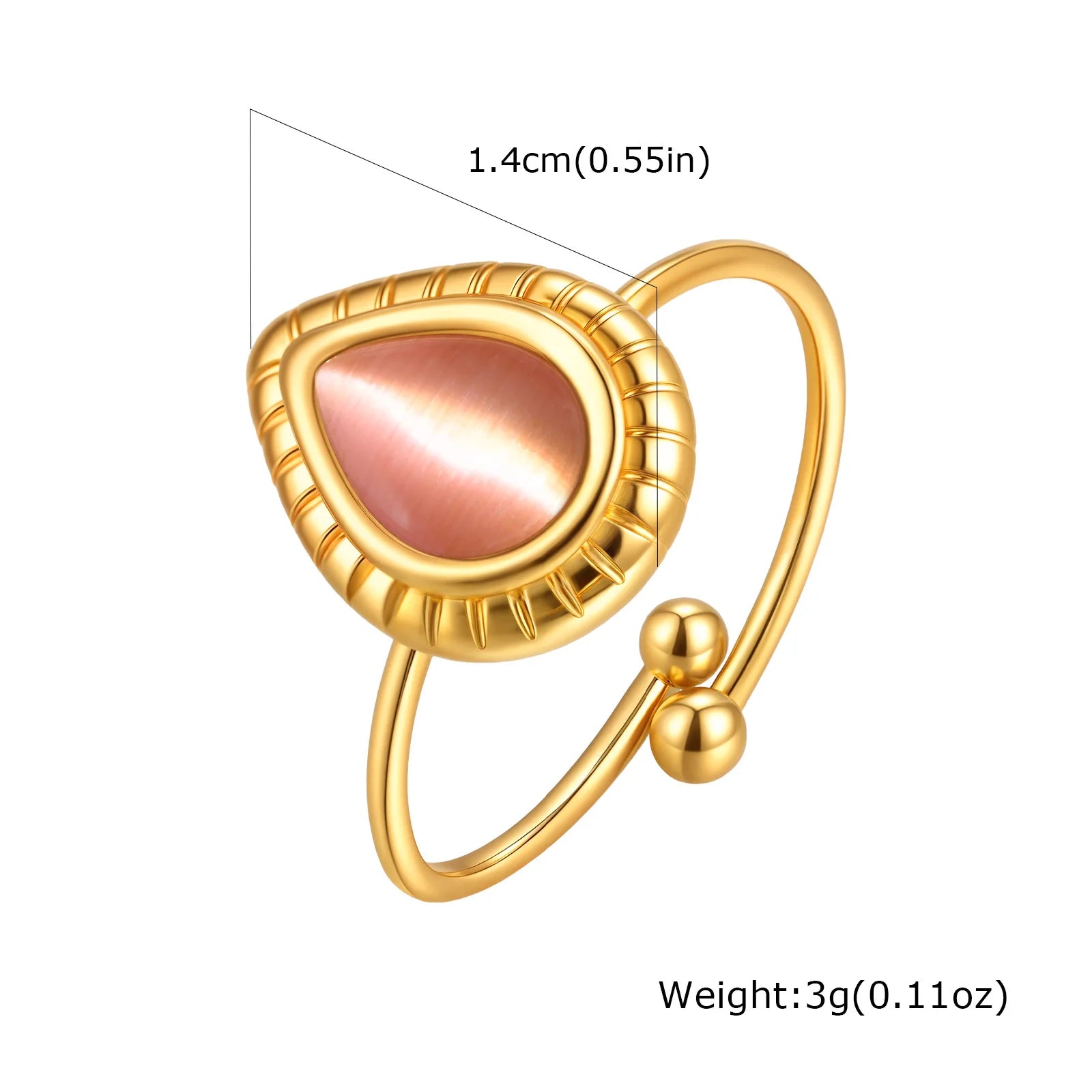 Vnox Dainty Water Droplets Opal Rings For Women Stainless Steel Colored Stone Aesthetic Open Rings Waterproof Finger Jewelry