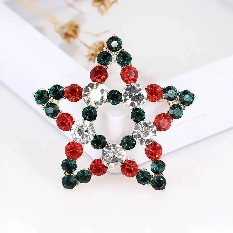 Full Rhinestone Lovely Dancing Deer Brooches For Women Colorful Zircon Snowman Santa Claus Wreath Lapel Pins Christmas Jewelry