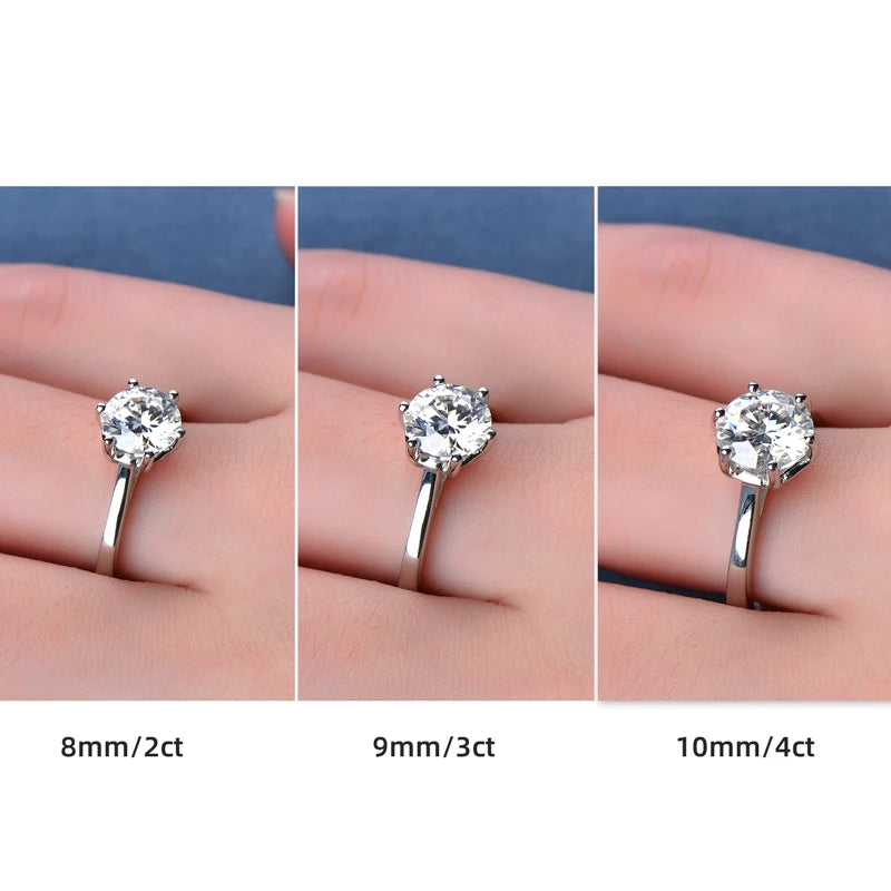 GRA Certified Round Moissanite Engagement Ring Lab Diamond Solitaires Rings for Women S925 Silver Wedding Party Band Jewelry